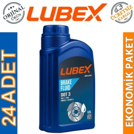 Lubex Brake Fluid DOT 3 Fren Hidrolik Yağı 500 Ml (24 Adet)