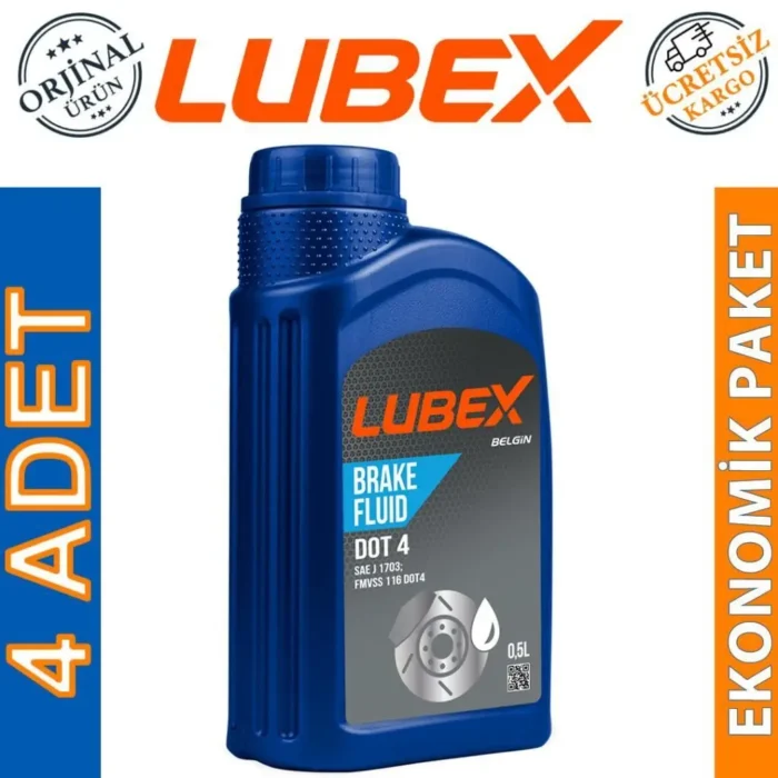 image_1080-564 Lubex Brake Fluid DOT 4 Fren Hidrolik Yağı 500 Ml (4 Adet) - Görsel 1