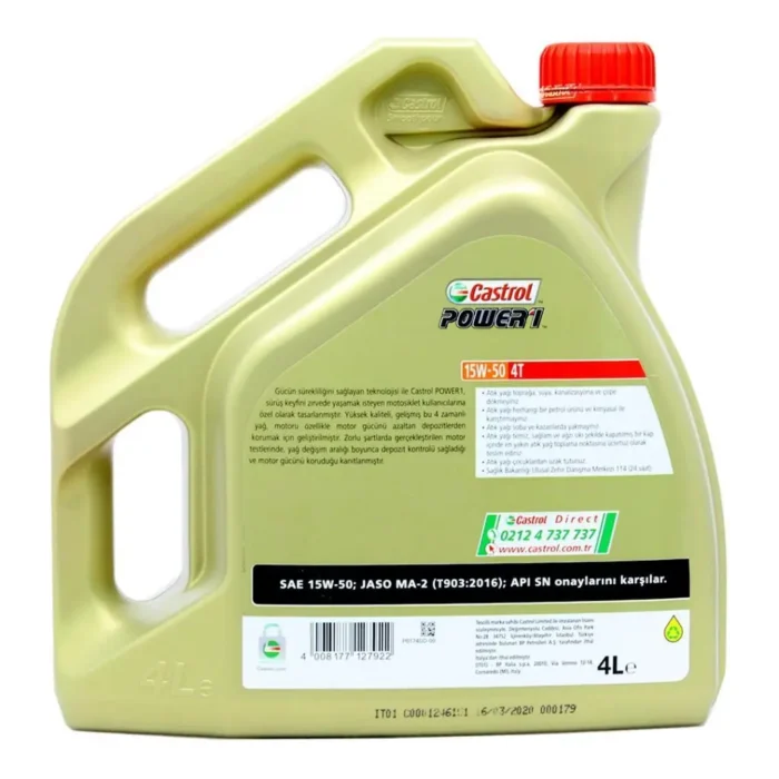Castrol Power 1 4T 15W50 4 Lt Motosiklet Yağı (2 Adet) - Görsel 5