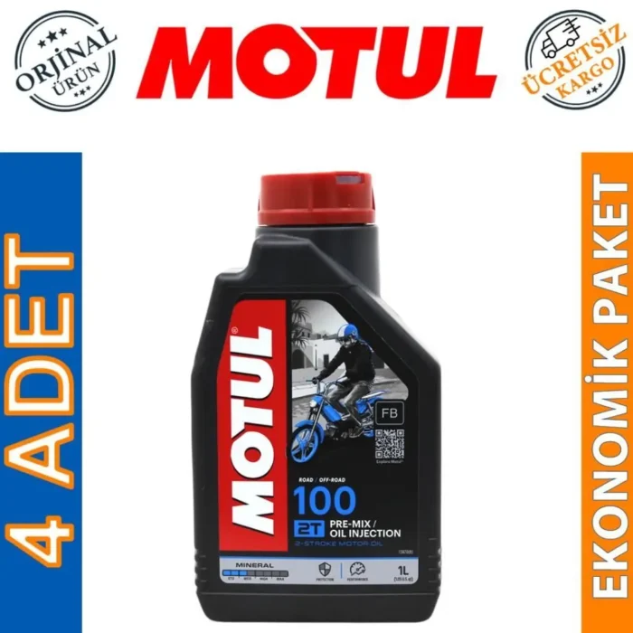 image_1080-752 Motul 100 2T 1 Lt 2 Zamanlı Motosiklet Yağı (4 Adet) - Görsel 1