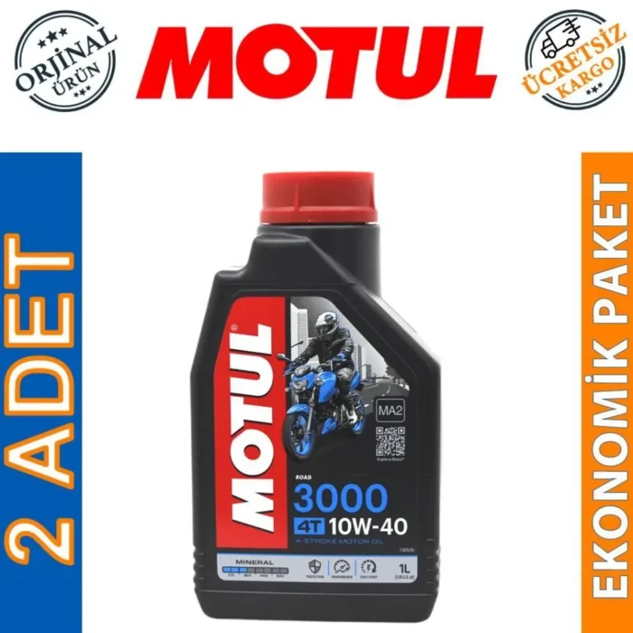 image_1080-787 Motul 3000 10W40 4T 1 Lt 4 Zamanlı Motosiklet Yağı (2 Adet) - Görsel 1
