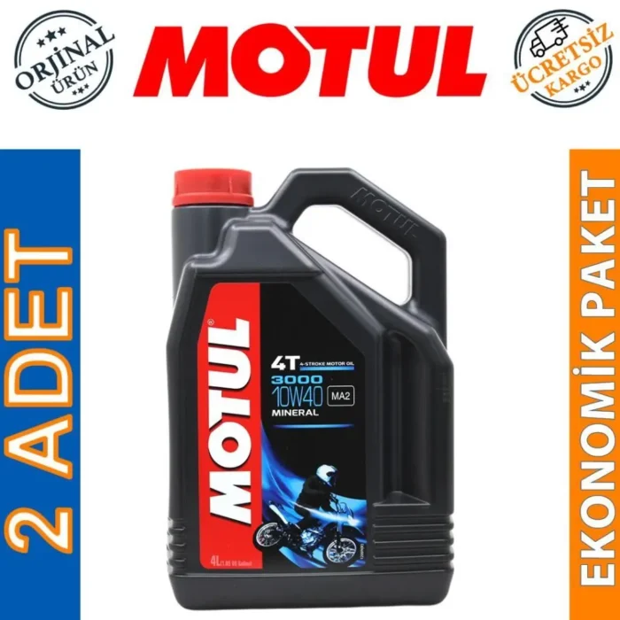 image_1080-803 Motul 3000 10W40 4T 4 Lt 4 Zamanlı Motosiklet Yağı (2 Adet) - Görsel 1
