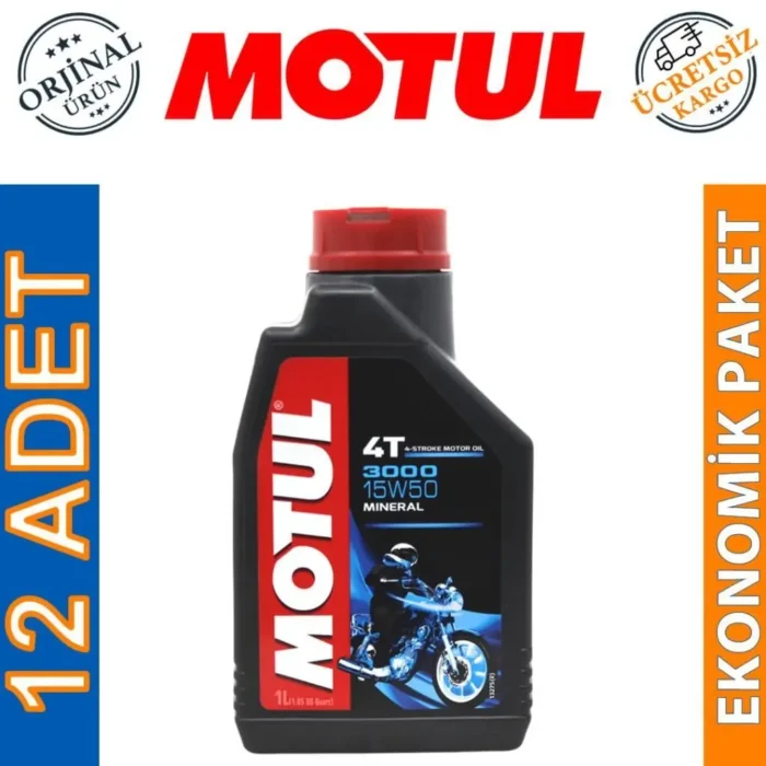image_1080-815 Motul 3000 15W50 4T 1 Lt Motosiklet Yağı (12 Adet) - Görsel 1