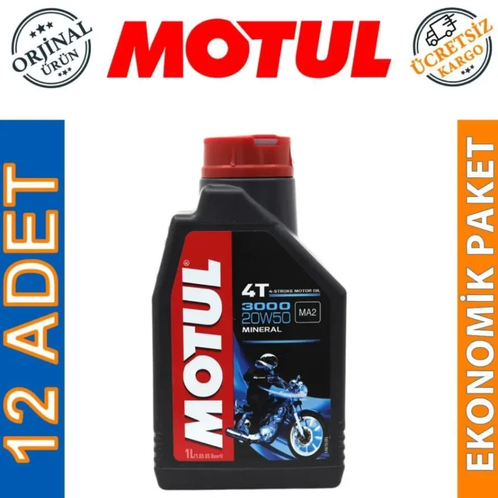 image_1080-835 Motul 3000 20W50 4T 1 Lt 4 Zamanlı Motosiklet Yağı (12 Adet) - Görsel 1