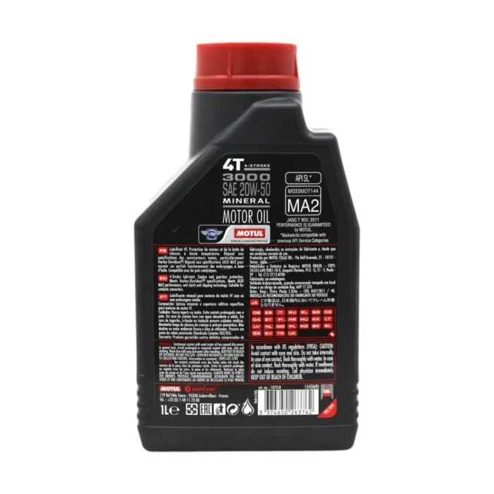 Motul 3000 20W50 4T 1 Lt 4 Zamanlı Motosiklet Yağı (6 Adet) - Görsel 4