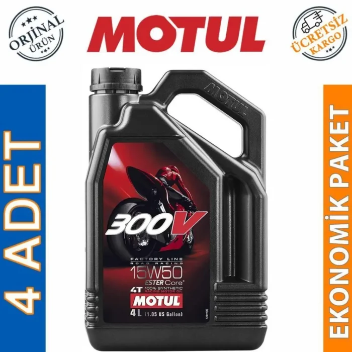 image_1080-918 Motul 300V FL 15W50 4T 4 Lt Motosiklet Yağı (4 Adet) - Görsel 1