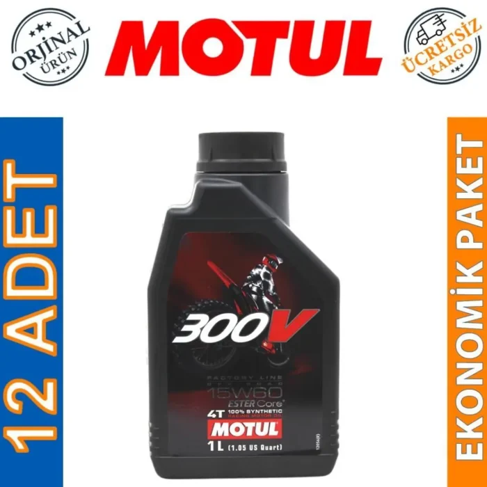 Motul 300V FL 15W60 4T 1 Lt Motosiklet Yağı (12 Adet) - Görsel 1