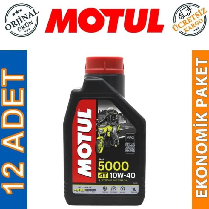 image_1080-943 Motul 5000 10W40 4T 1 Lt Motosiklet Yağı (12 Adet) - Görsel 1