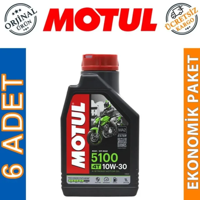 Motul 5100 10W30 4T 1 Lt Motosiklet Yağı (6 Adet) - Görsel 1