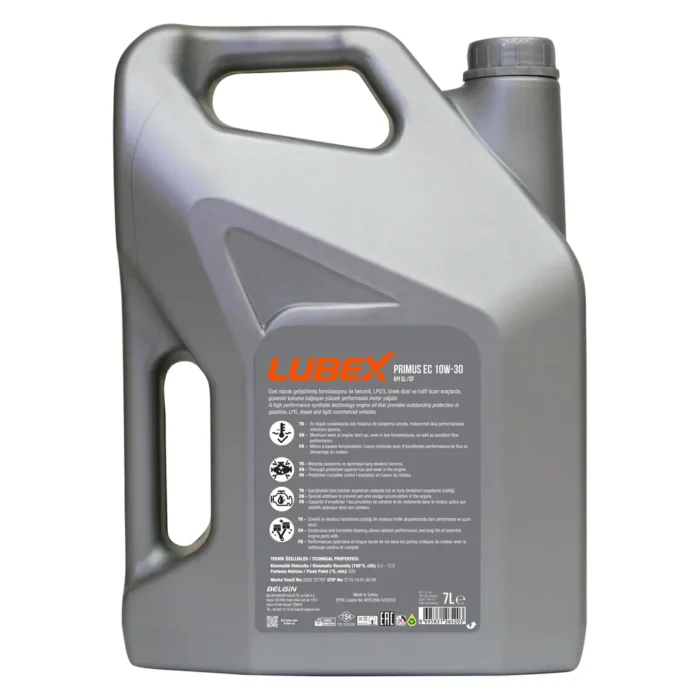 Lubex Primus EC 10W30 7 Lt Sentetik Motor Yağı - Görsel 2