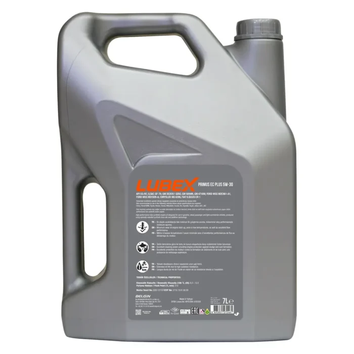 Lubex Primus EC Plus 5W30 7 Lt Tam Sentetik Motor Yağı - Görsel 2