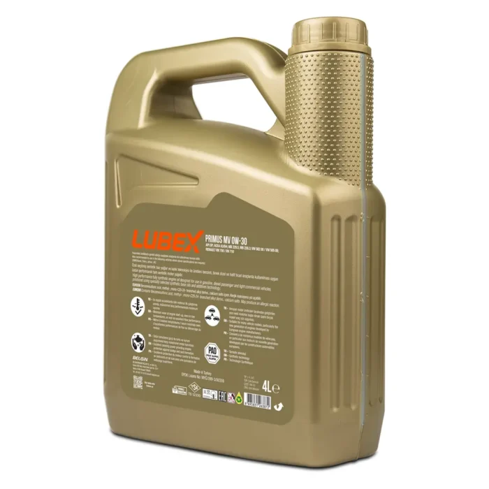 Lubex Primus MV 0W30 4 Lt Tam Sentetik Motor Yağı - Görsel 2