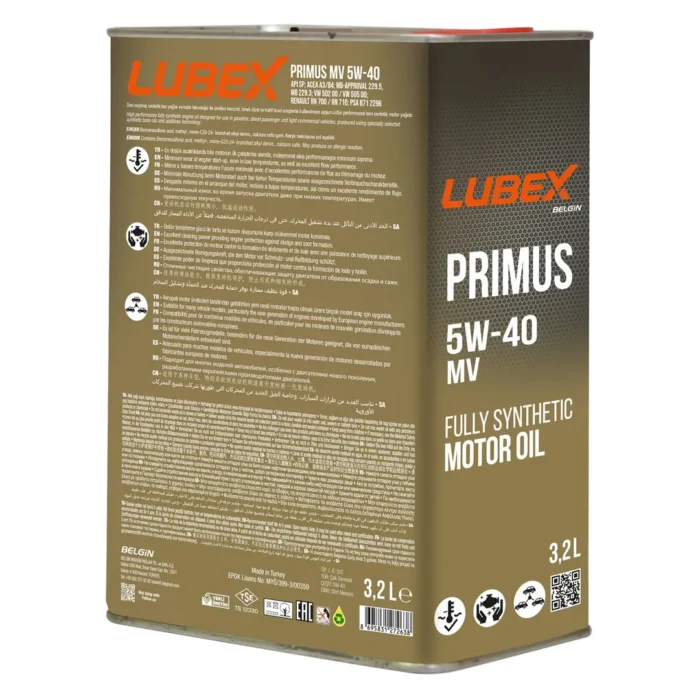 Lubex Primus MV 5W40 3.2 Lt Tam Sentetik Motor Yağı - Görsel 2