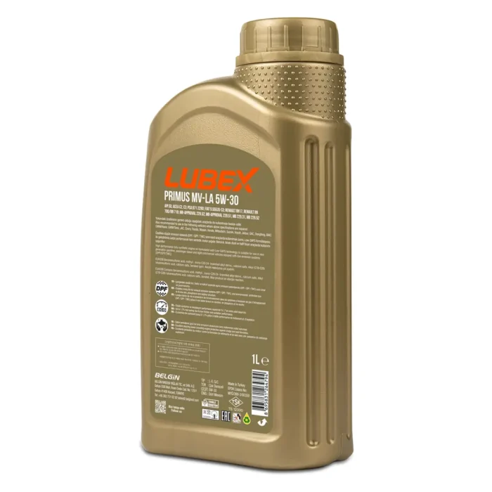 Lubex Primus MV-LA 5W30 1 Lt Tam Sentetik Motor Yağı - Görsel 2