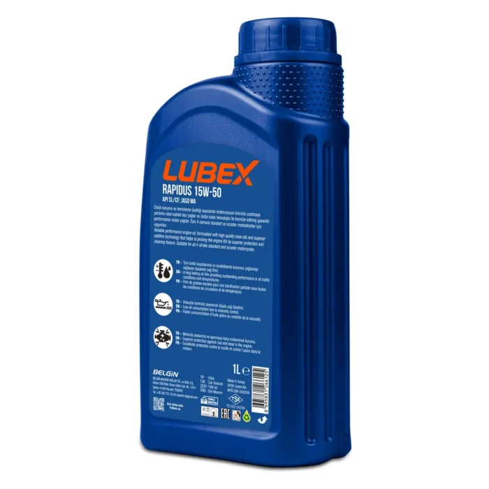 Lubex Rapidus 4T 15W50 4 Zamanlı Motosiklet Yağı 1 Litre - Görsel 2